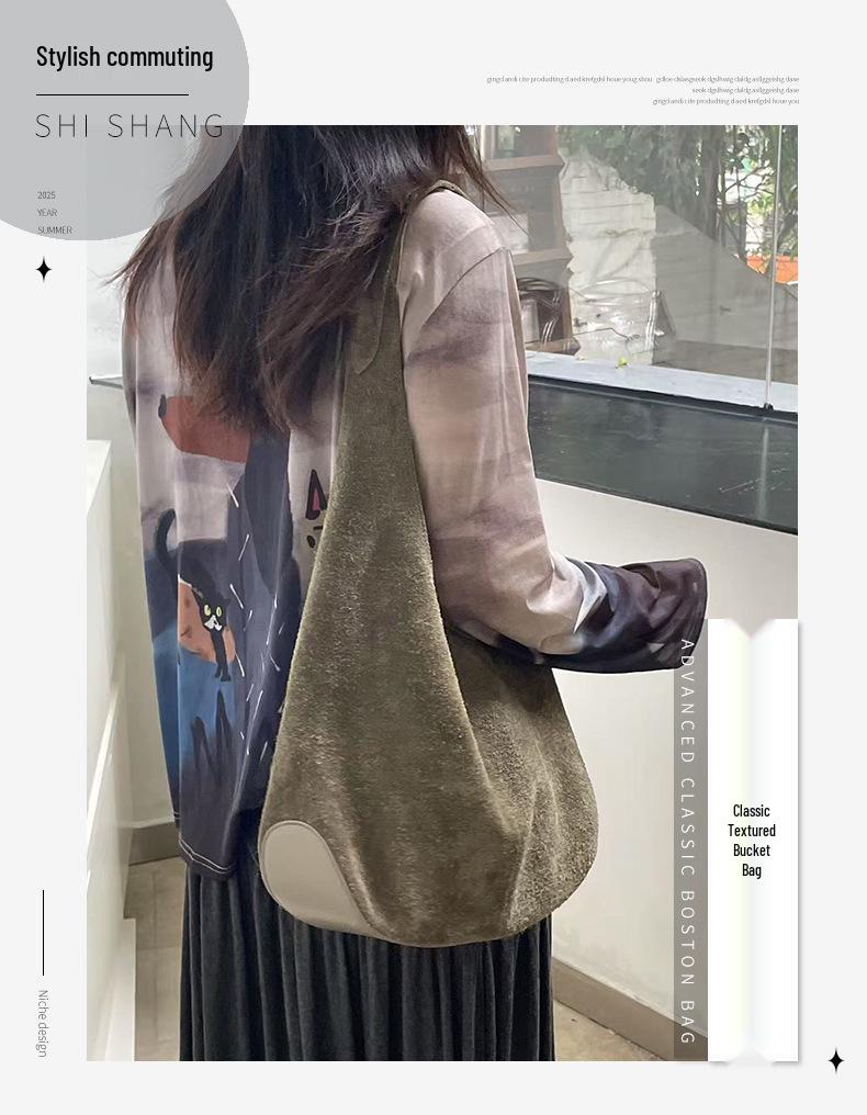 Retro Frosted Women's Bucket Bag 2025 - Large Capacity, High-End Tote & Underarm Bag In New Lazy Style