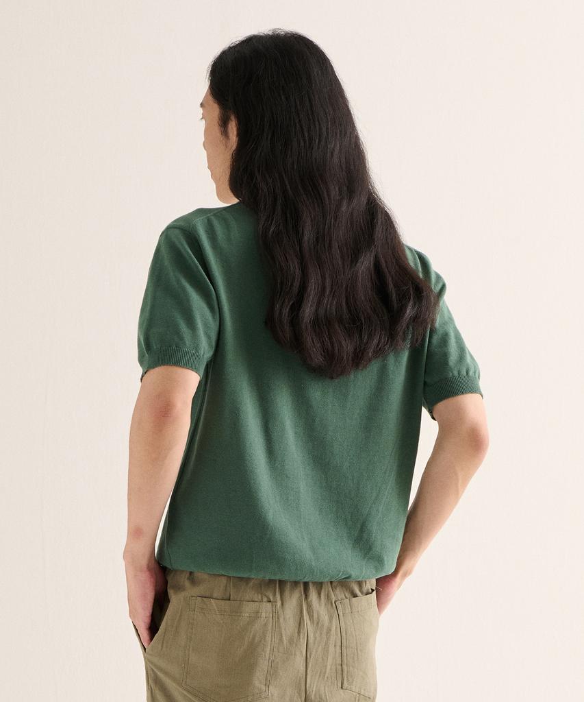 ANALOG MOOD Formal Henley Neck Cooling Short Sleeve Knit (Green)