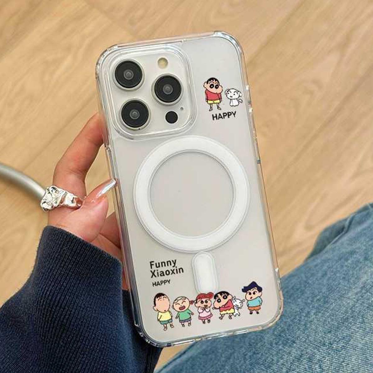 

For Cartoon Magnetic Case for Apple 16 Protective Case No Yellowing Phone Case Magnetic Patch Crayon Shin Chan Cartoon Edition For iPhone 17PROMAX