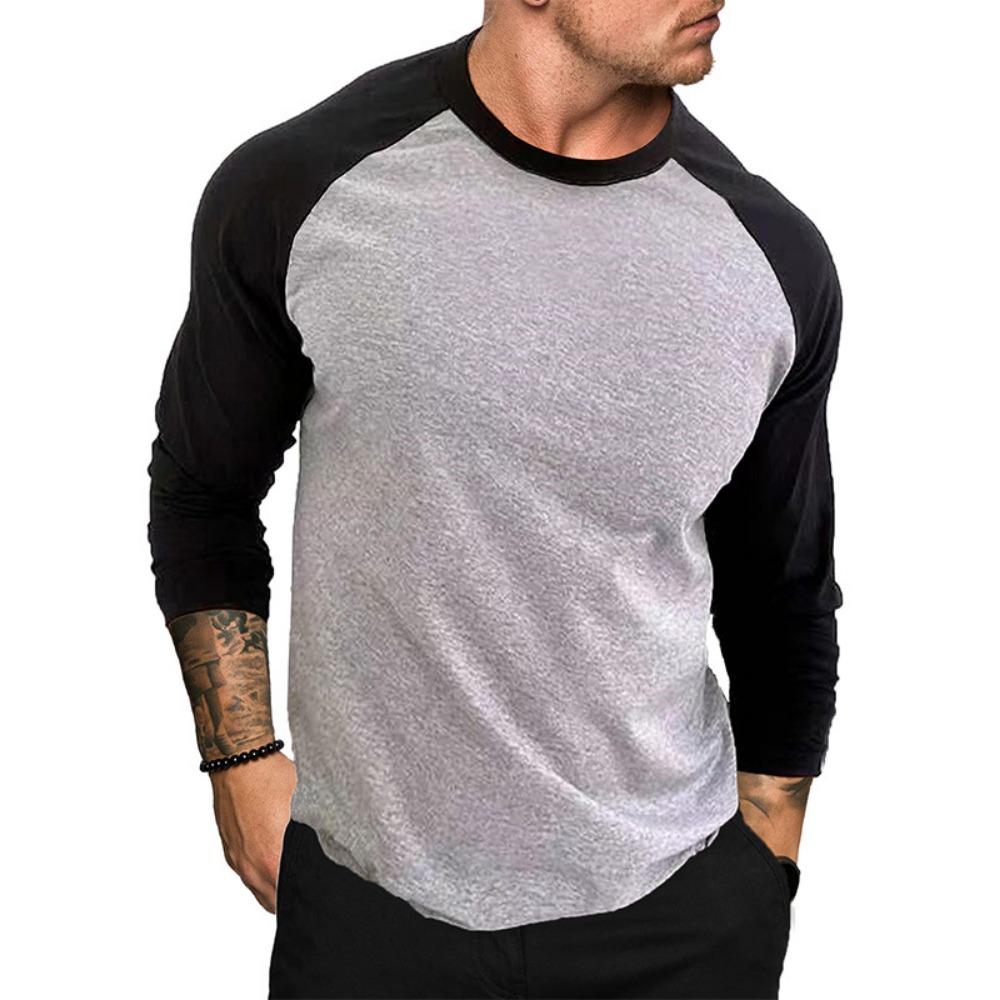 New loose casual and fashionable men's round neck long sleeved T-shirt