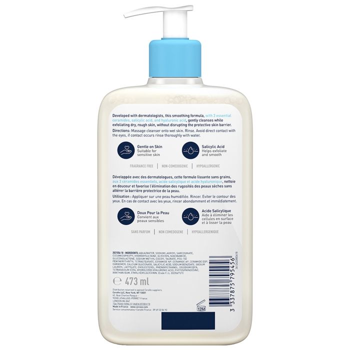 Gel Nettoyant - Cerave - SA - 473ml - Anti Rugosités - Hypoallergénique