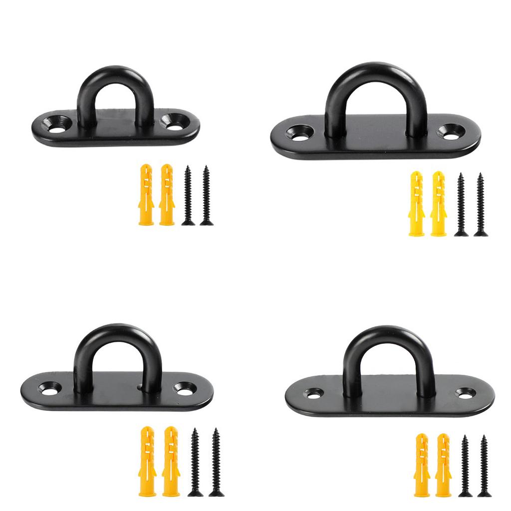 4Pcs Stainless Steels Pad Eye Plate Hook Heavy Duty Ceiling Hook Rings Hook Screw Eyes Hook Marine Hardware Staple Hook