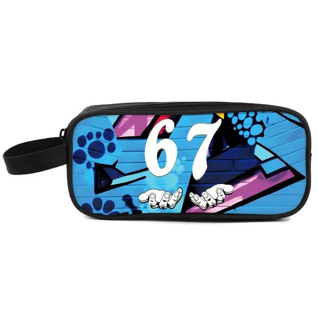 Colorful Number 67 Double Layered Fabric Pencil Case Handheld Design for Boys/Girls-Best Gift 3D Cartoon School Use Children