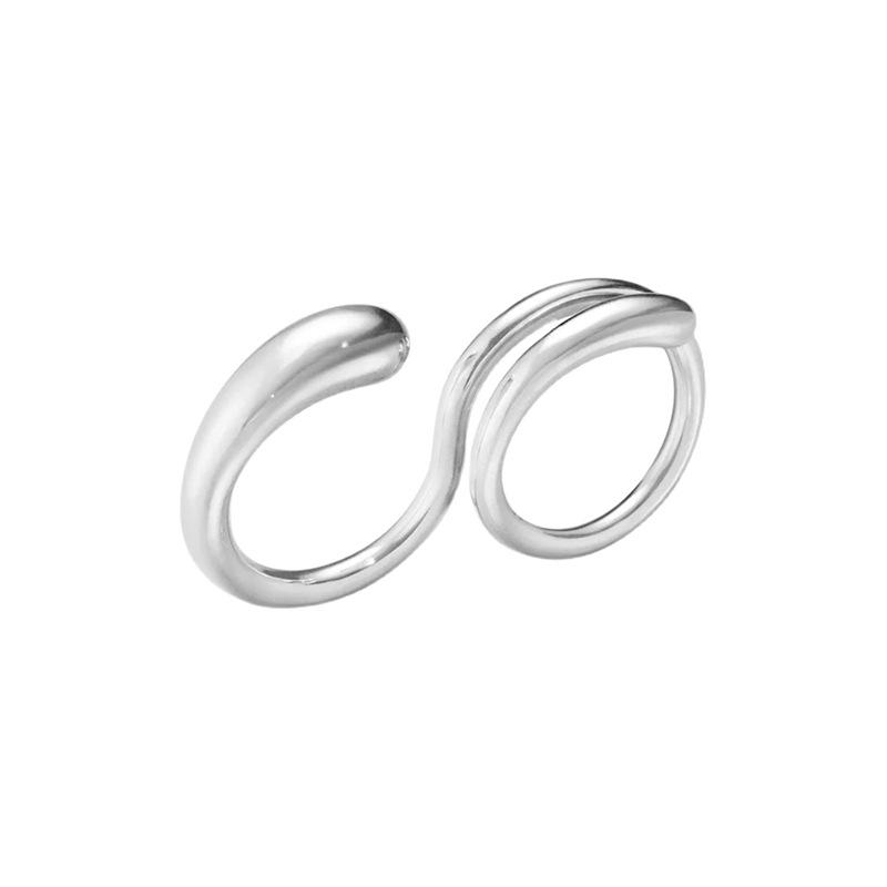 Unique Eyecatching And Open Double Ring In 925 Silver With Fashionable Gradient Design Women For