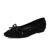 B62025 Spring Sparkling Sequins Delicate Small Pointed Head Shallow Mouth Soft Sole Dating Bow Single Shoes Women