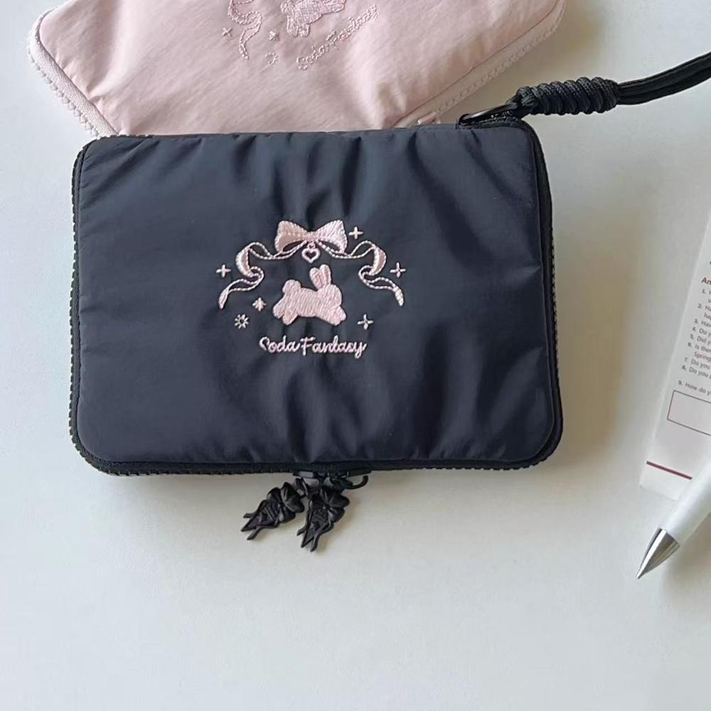 

Ballet rabbit card bag, ID storage bag, neck hanging style, travel small passport holder, portable miscellaneous storage bag чёрный