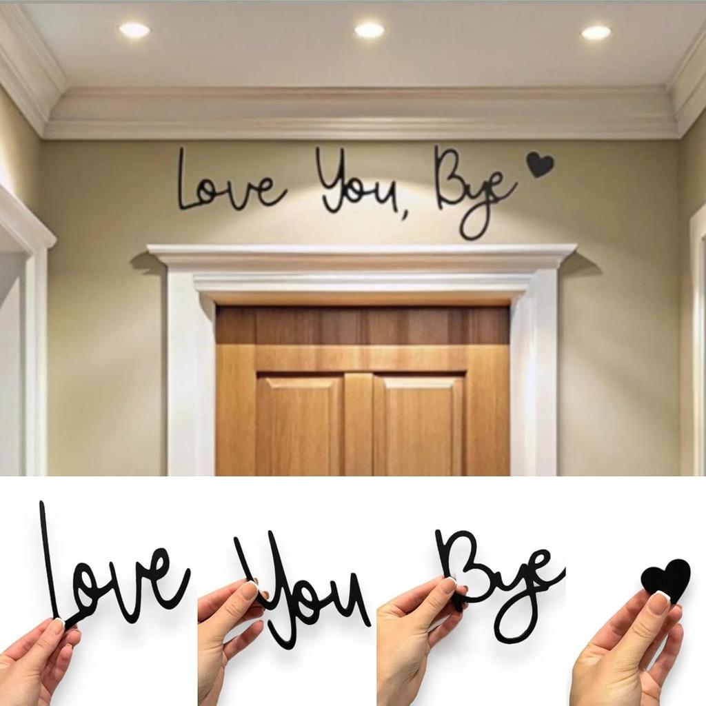 Love You Bye Panneau Décoration au-dessus de la Porte Décoration Murale Décoration en Écriture Bois Pour Porte Maison Cadeau Saint-Valentin Mariage Thanksgiving