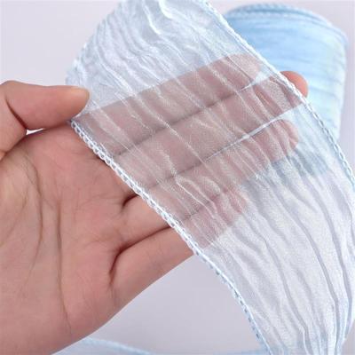5 Yards Pleated Yarn Organza Ribbon For DIY Bow Hair Ornament Bouquet Gift Wrapping Wave Silk Organza Ribbons Lace Fabric