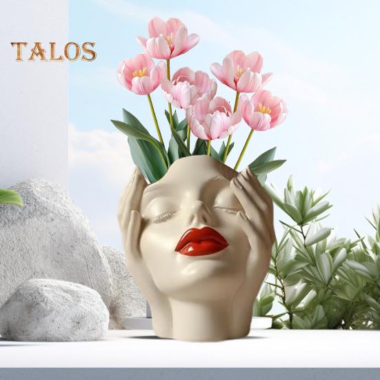 Dámský konturovaný design držák na tužky Ručně vyráběná umělecká dámská forma Hlava váza Minimalistický držák na štětce na make-up pro domácí obývací pokoj Dekorace knihovny