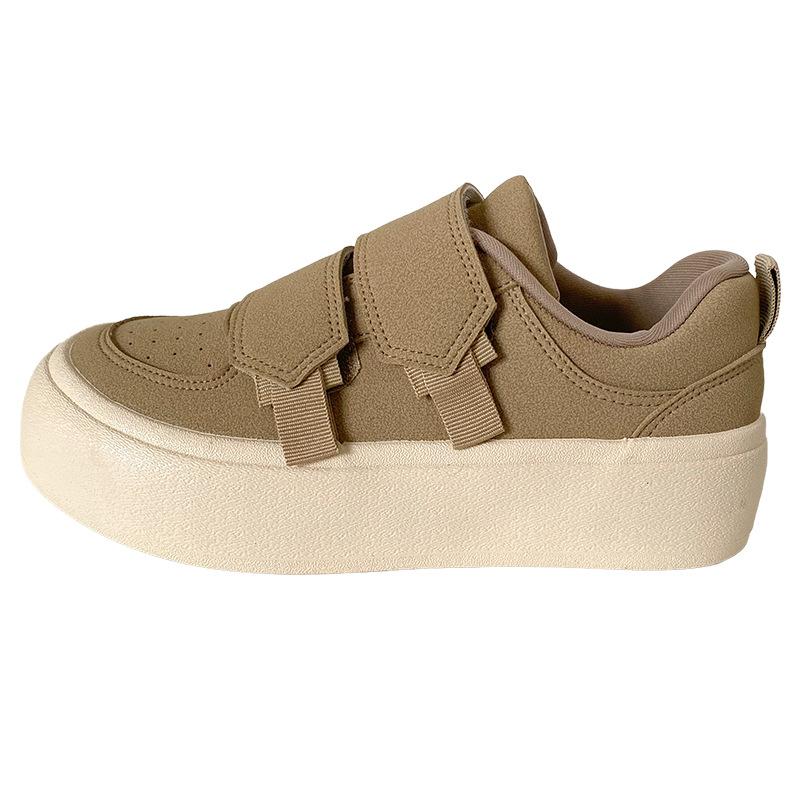 

TP505 латексная стелька/липучка леопардовый принт платформа хлебные туфли женские кеды повседневный гонконгский стиль 2024 новая осень 40 хаки