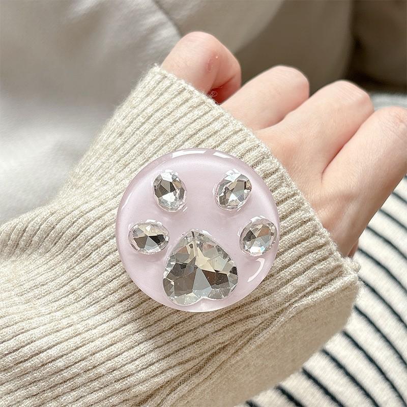 

Diamond Cat Claw Solid Color Ring Round Korean Telescopic Phone Airbag Bracket Adhesive Small Girl Decoration