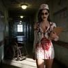 Halloween Nurse Costume Dress With Printed Pattern For Cosplay Parties
