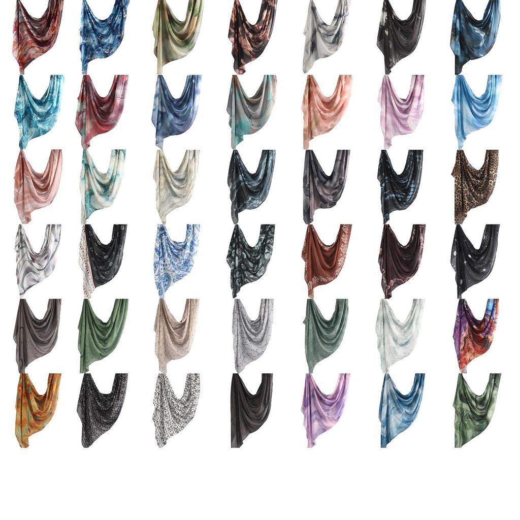 Turkish Watercolor Tie-Dye Cotton & Satin Polyester Long Headscarf