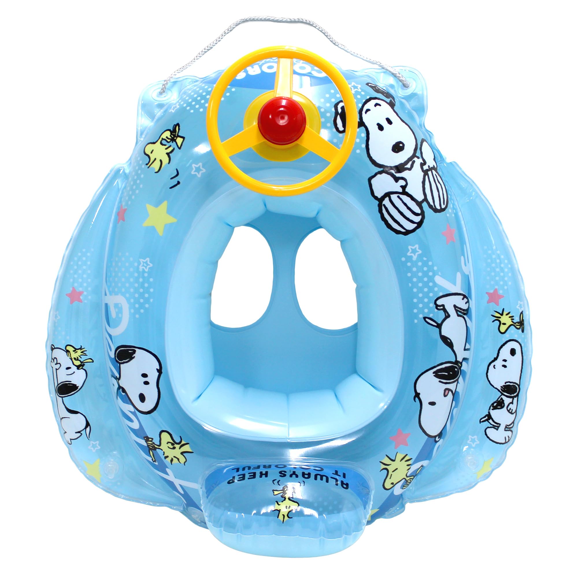 Eiwa Snoopy Baby Boat R Inflatable with and for Toddlers and Water and Beach Ring, Float, Footholes, Rope, Handle, Horn, Children, Play, Swimming,