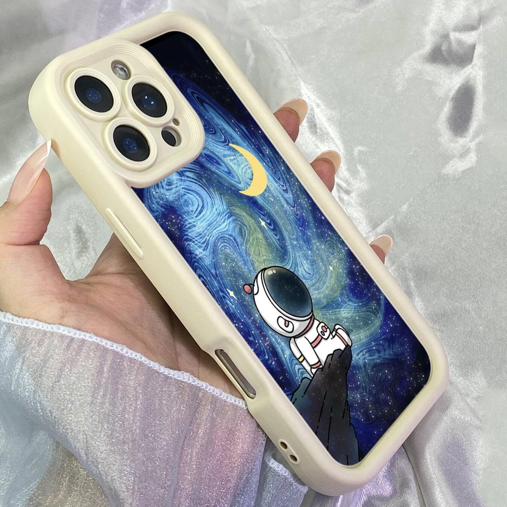 JT111 Cartoon Astronaut Adventure in Space for iPhone 17 16 15 Pro Max Samsung S26 S25 S24 Ultra A17 A16 A07 A56 Xiaomi 15T Redmi 15c 14 Soft TPU Case