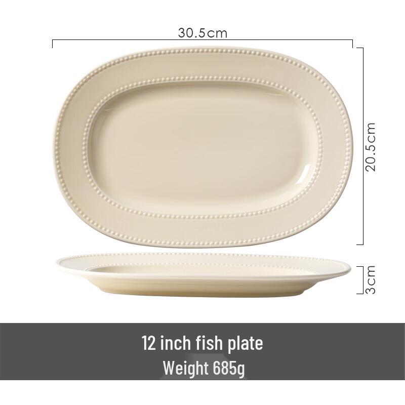 OIMG Simple Ceramic Oval Fish Plate