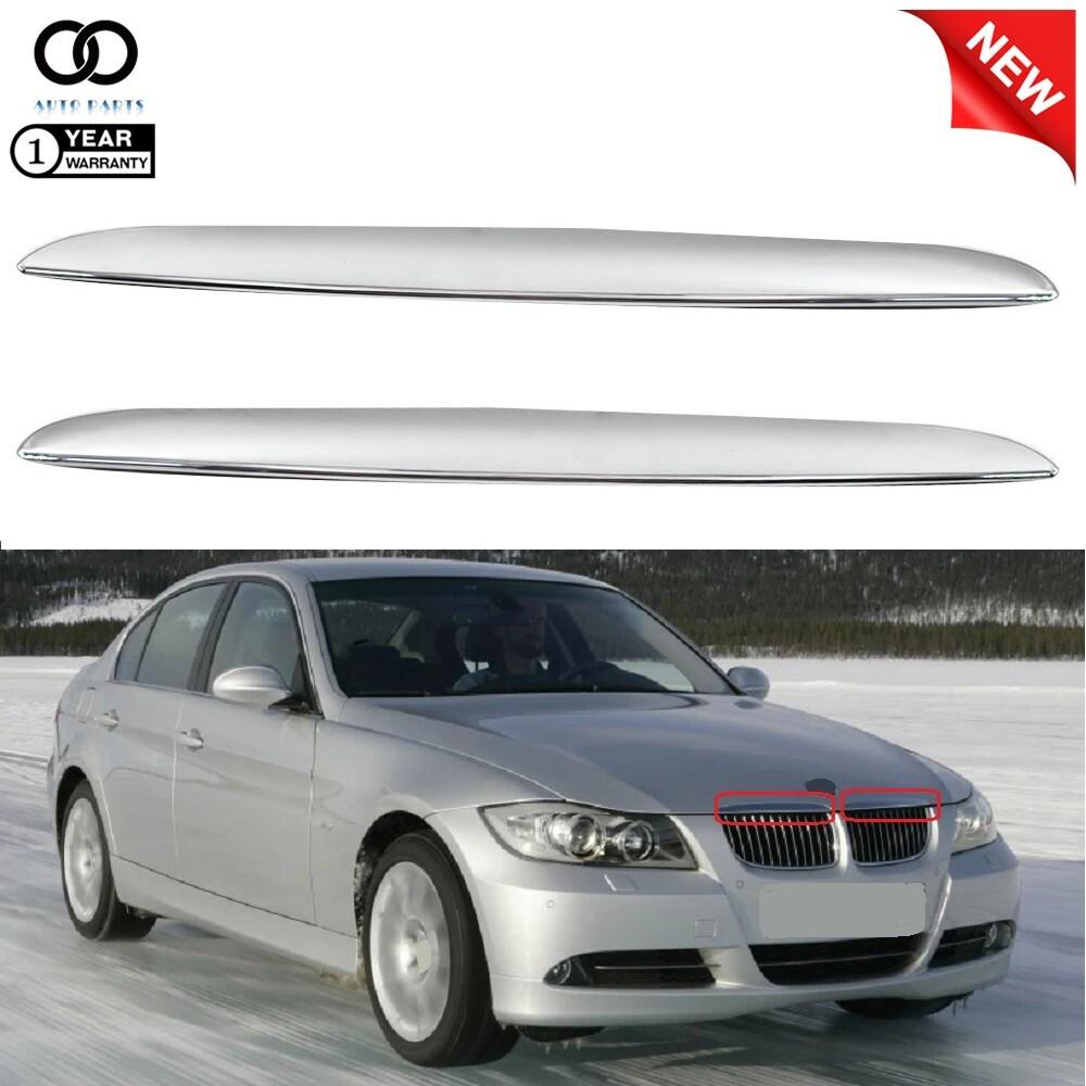 2 x Front Hood Chrome Cover Trim Above Grille For 2006-08 BMW E90 E91 3-Series