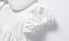 Baby Summer Short Puff Sleeve Embroidered Collared Dress for Toddler Size 90 [LSMUDKINGDOM] One-Piece A-Line Girls, White,