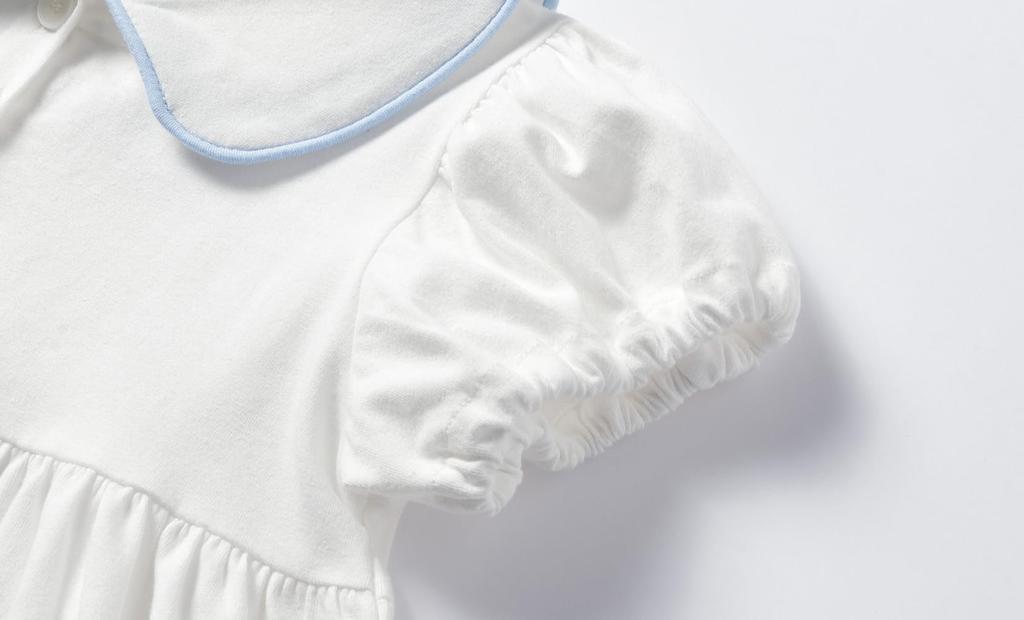Baby Summer Short Puff Sleeve Embroidered Collared Dress for Toddler Size 90 [LSMUDKINGDOM] One-Piece A-Line Girls, White,