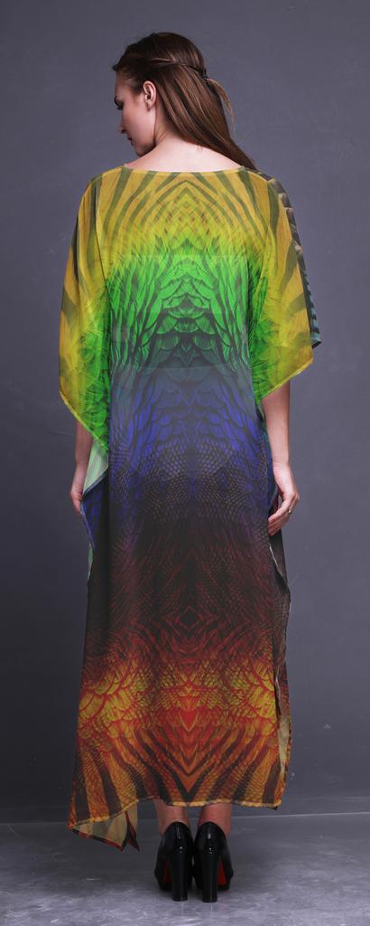 Phagun Tribal Feather Ladies Kaftan Holiday Loungewear Maxi Dress Beach