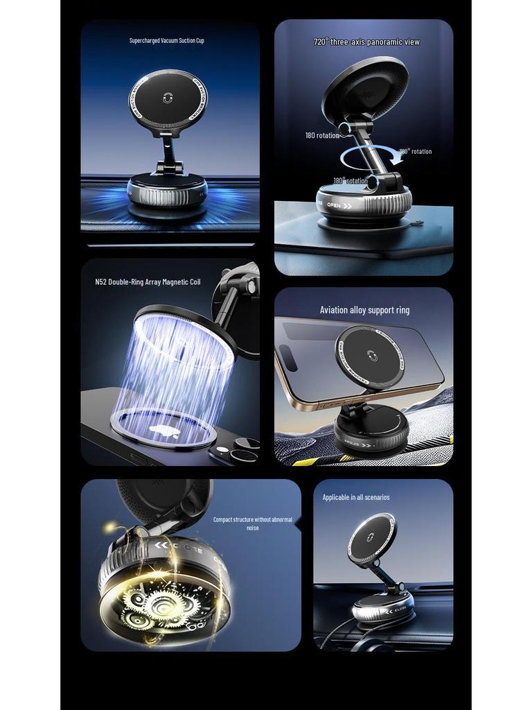 Foldable Magnetic Car Phone Holder with Suction Cup for Navigation