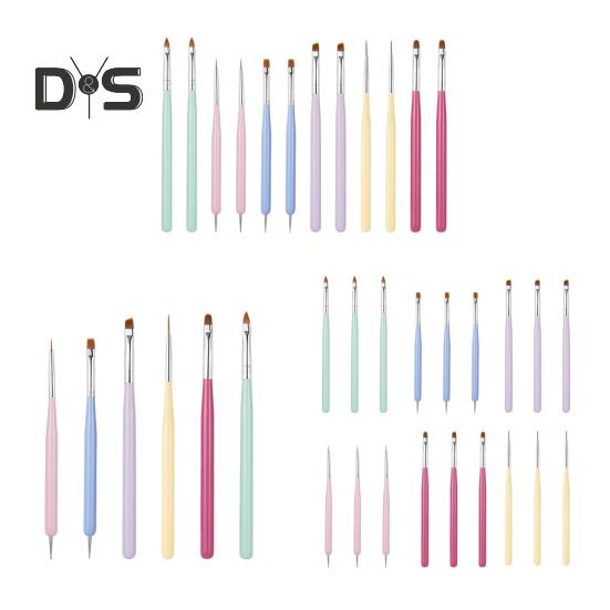 Nail Art Brushes Set Nail Design Painting Brush Kit for Gel Acrylic Detailing Dotting Ergonomic Handles Nail Dotting Tool for Beginners Pros