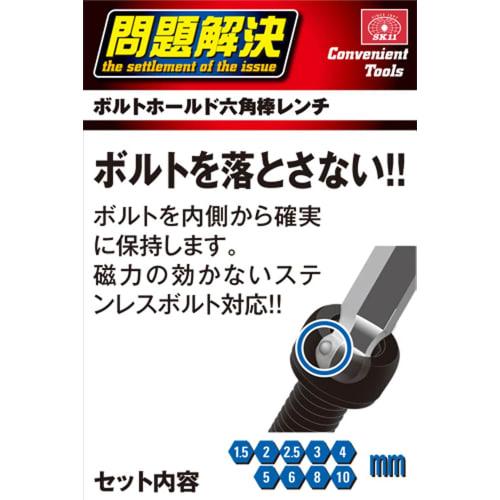 SK11 Bolt Hold Hex Wrench Set, Extra Long, 25 Incline, SLBW09EL-SB