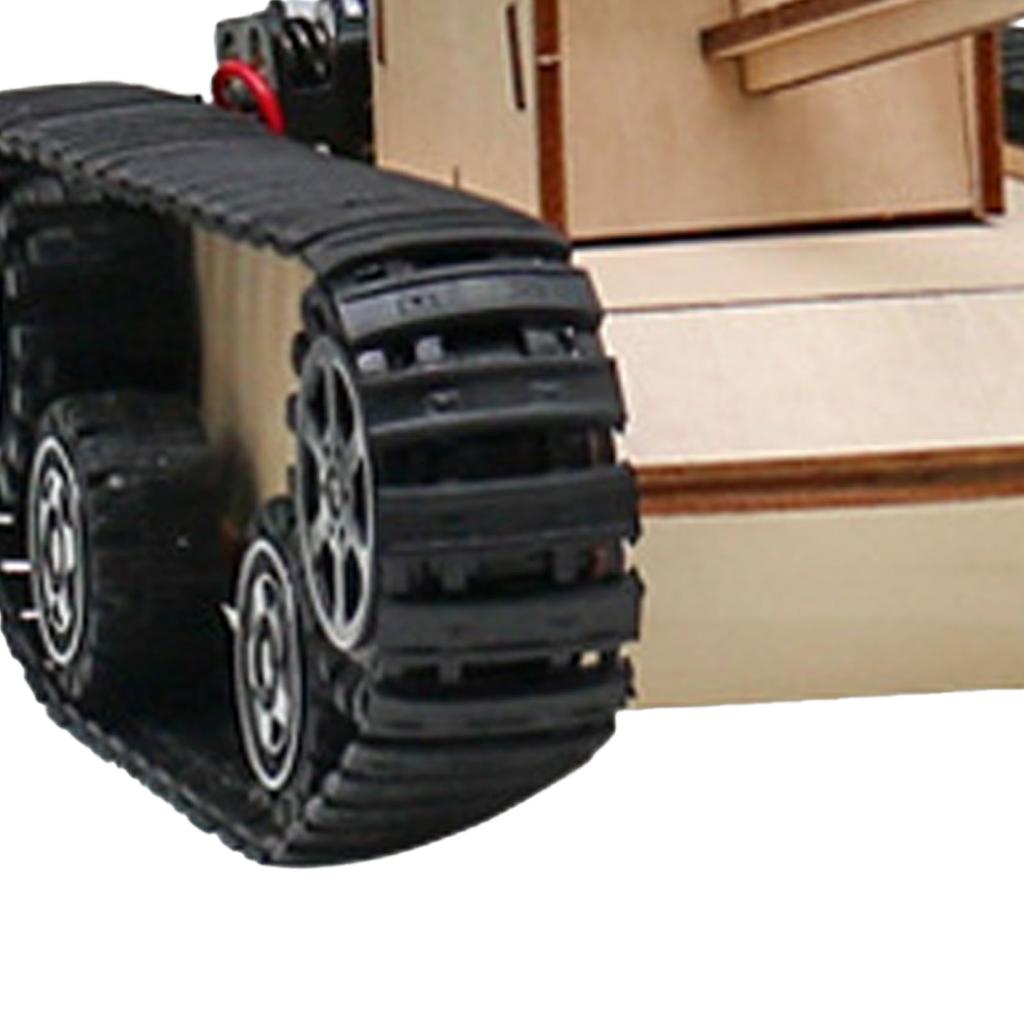 Kit Modelo de Carro Quebra-Cabeça de Madeira Elétrico 2 Vias Tanque de Simulação de Ciência e Tecnologia com Controle Remoto