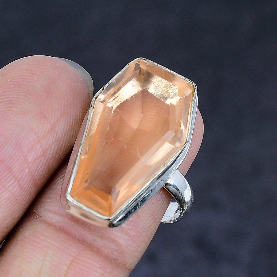 Morganite Gemstone 925 Sterling Silver Jewelry Ring Size 9