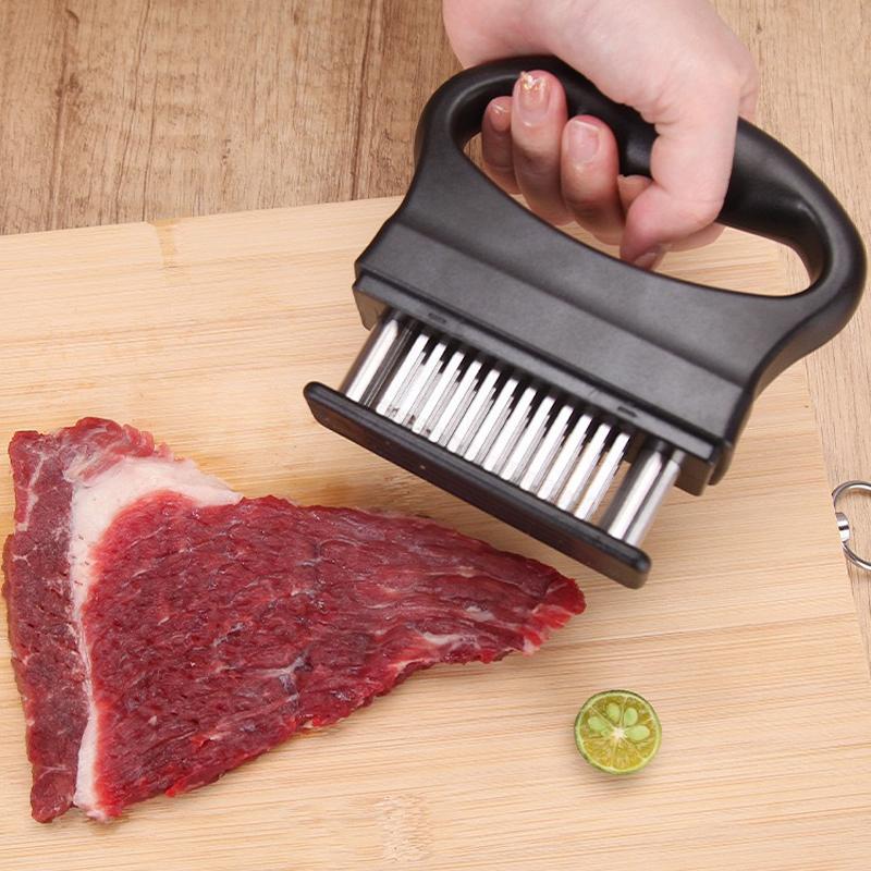 1PC Retractable Stainless Steel Meat Needle Softener Tenderizer 48 Blades Kitchen Cooking Steak Hammer Pounder Tools Meat Beater