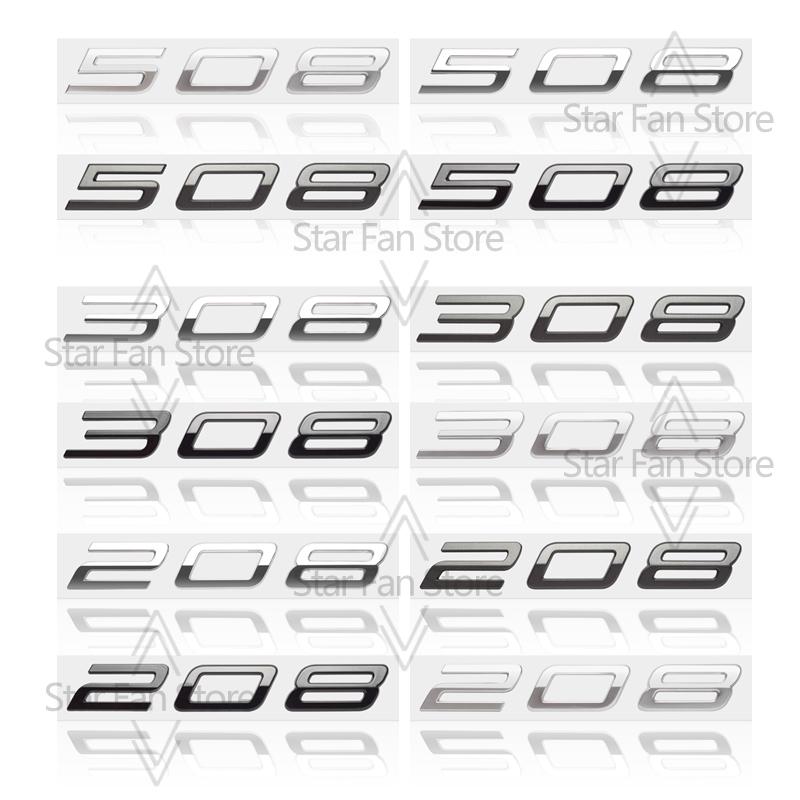 HRUC6 Metalowe Do Nowego Peugeot 308 208 508 Emblemat z Logo Naklejki 3D Emblemat Błotnika Naklejka Akcesoria Samochodowe Dekoracja Litery Stylizacja Samochodu