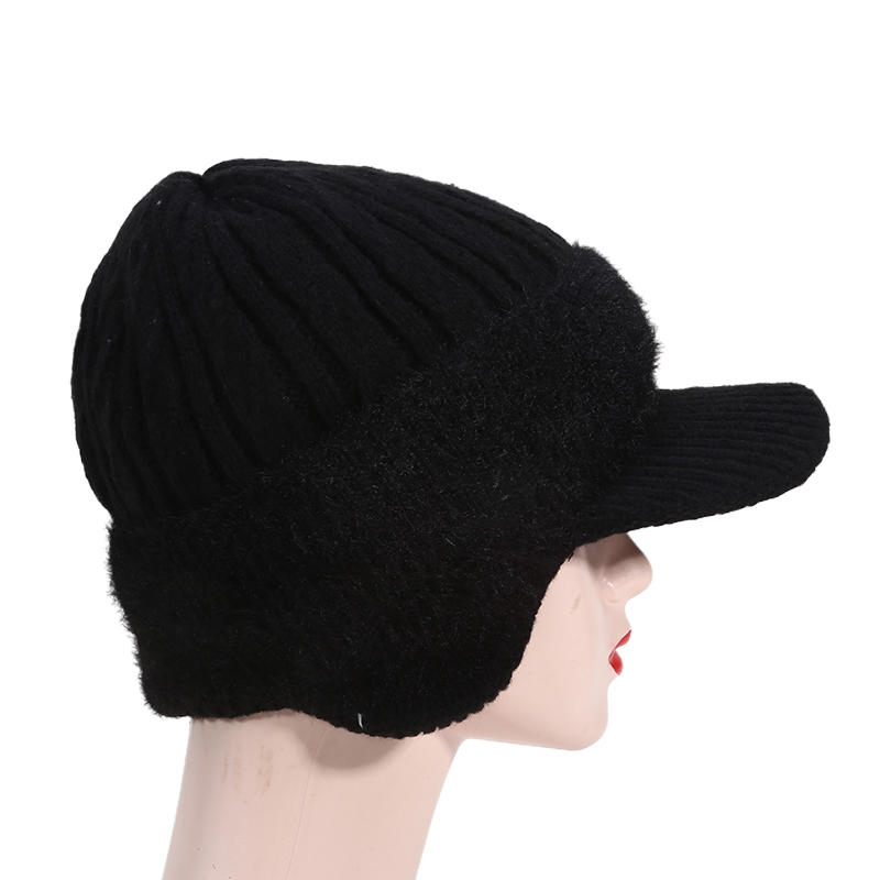 Unisex Winter Hat Plush Fur Lined Warm Earflap Cap Stylish Soft Beanie Hat Outdoor Thick Ski Sports Knitted Hat