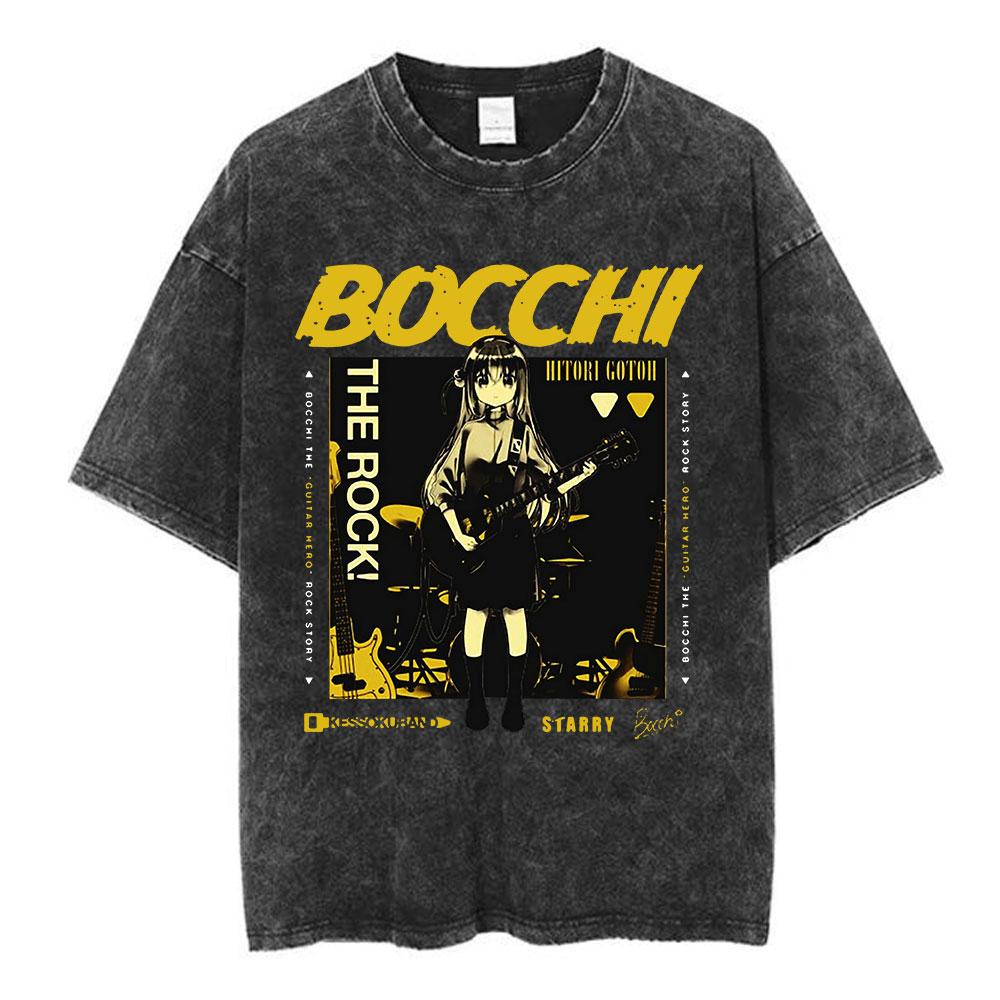 Vintage Washed Bocchi The Rock Ijichi Nijika Yamada Ryo Gotoh Hitori Kita Ikuyo Tshirt Kessoku Band Print T-shirt Men Women Tees