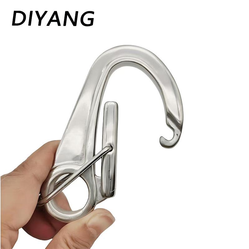 316 Stainless Steel Quick Release Safety Carabiner with Spring Hook for Kayak Mooring and Docking