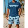 Men's Casual Sportswear Set, Breathable Outdoor Leisure Round Neck T-Shirt and Shorts Set, Summer Digital Print Set for Adults