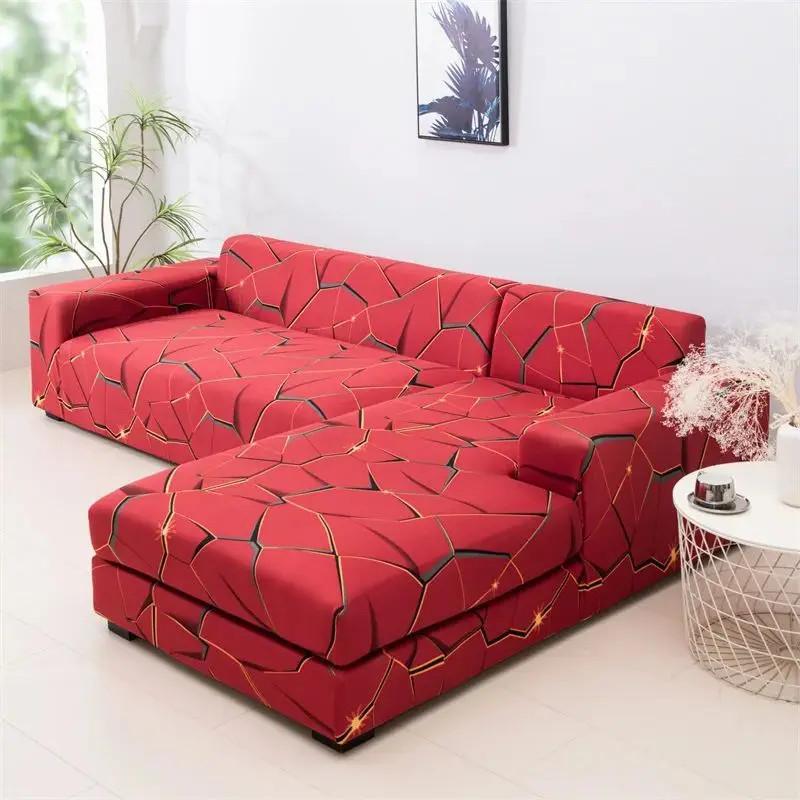 

L Shaped Chaise Longue Slipcovers Chair Protector 1/2/3/4 Seat Geometric Sofa Covers For Living Room Elastic Corner Couch Cover 1pc 1-Seat 90-140cm