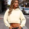 Damen Cropped Oversized Hoodie Lässiger Lockerer Pullover Sweatshirt