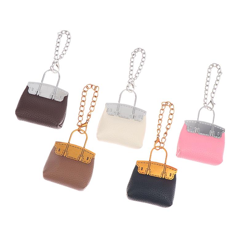 Fashion Pu Small Bag Keychain Simple Keyring Women Bag Charm Handbag Hanging Pendant Diy Accessories Girl Gifts