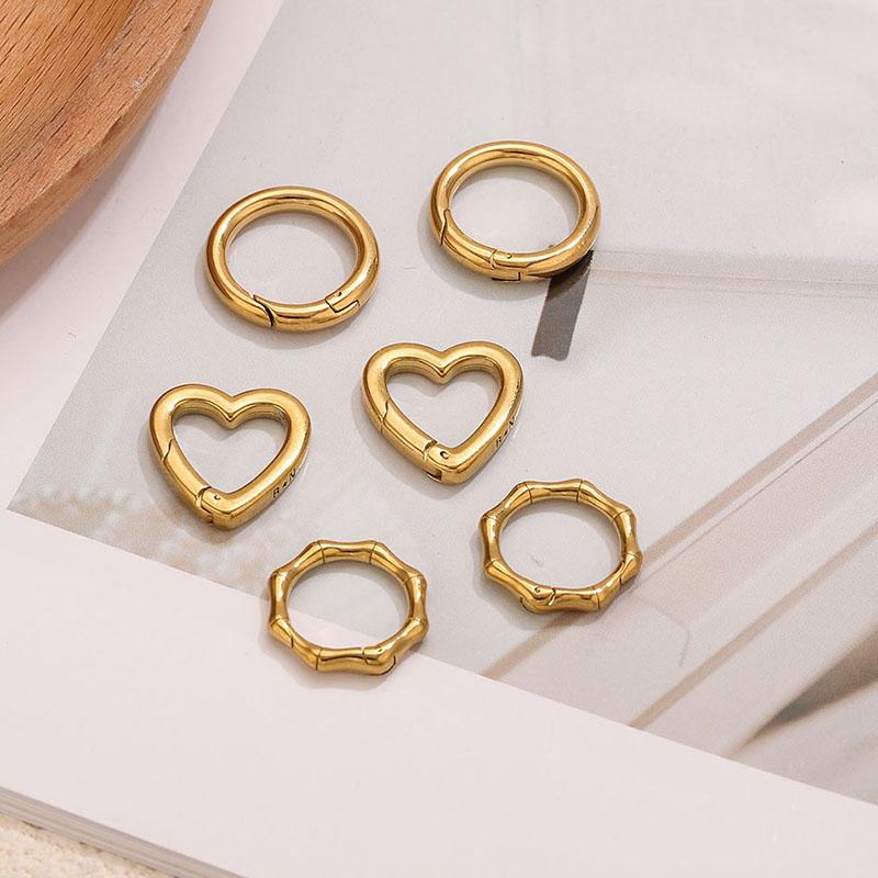 1Pcs Stainless Steel Clasps Gold Geometry Heart Round Ring Lobster Clasp Hook Connectors Diy Jewelry Making Supplies Accessories