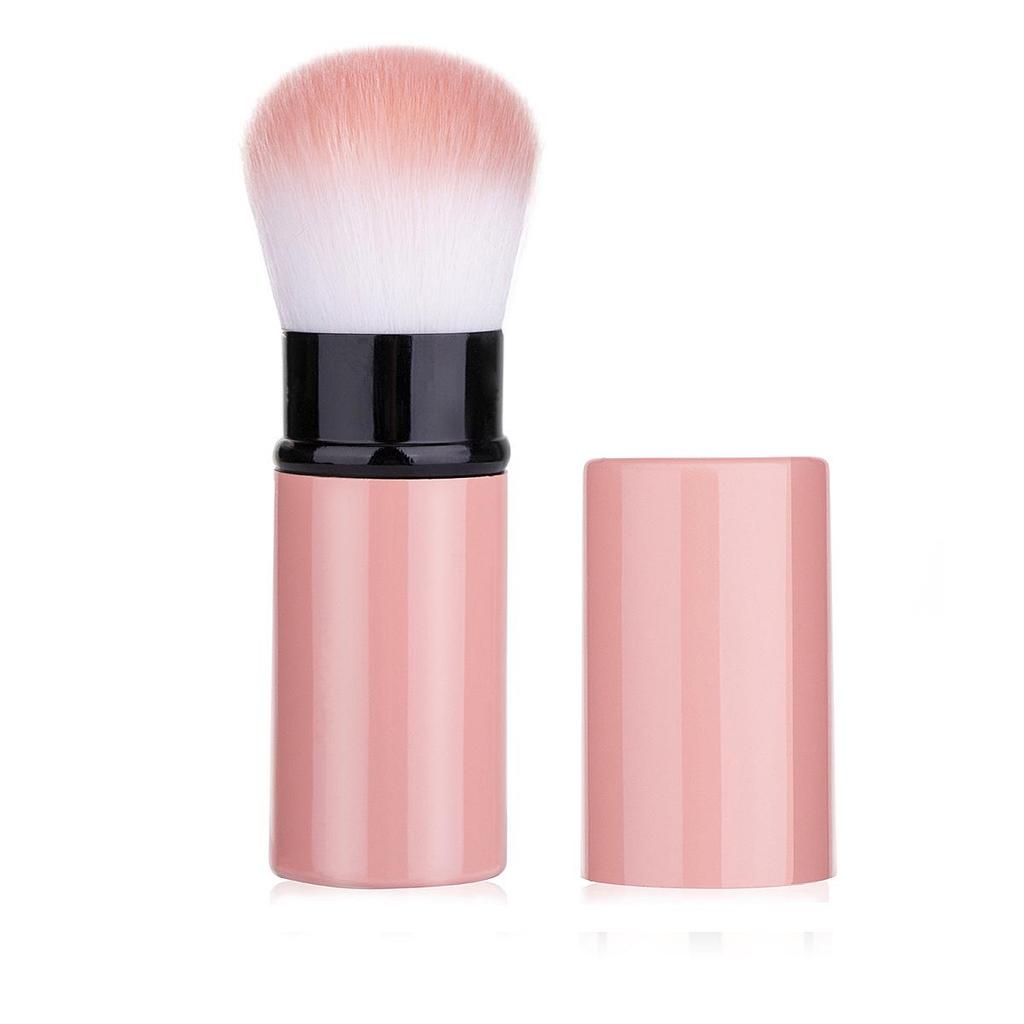 Compact Retractable Travel Powder Brush - Soft Makeup Tool for Blush and Beauty Touch-Ups