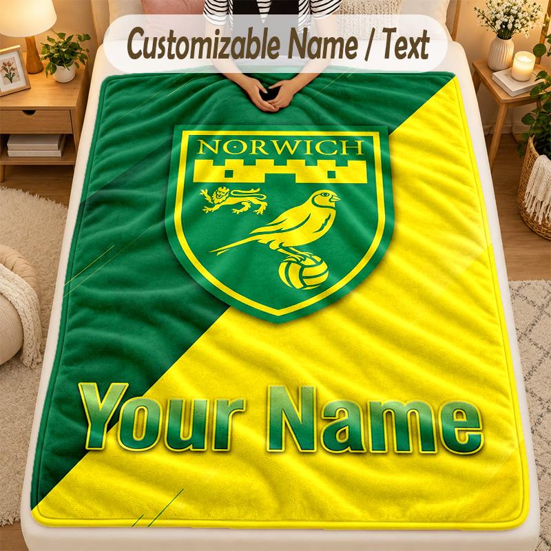 Flannel BlanketNorwich City Custom Name Text Personalized Soft Warm Throw Blanket Home Decor Gift