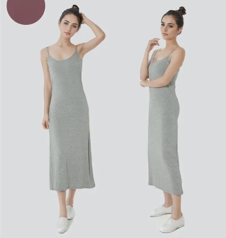 Women's Modal Suspender Skirt: Slim Fit, Sleeveless, Mid-Length, Anti-See-Through Lining.