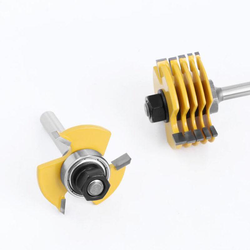 Set di Frese a 3 Lame 7pz Lama Slot Cementato Frese Taglienti Fresatrice Carburo per Legno Gambo 6mm 1/4pollice 8mm12mm 1/2pollice