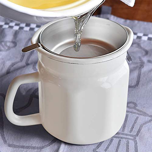 Cozy Cook Enamel Series Hexagonal Oil Pot, 1.1 Liters (White)