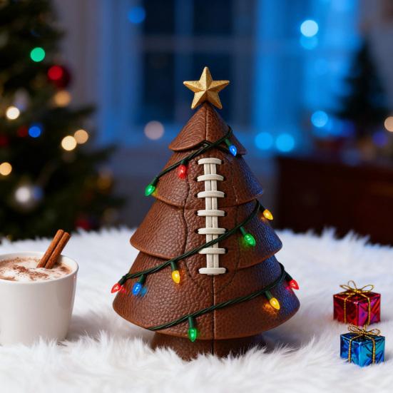 Ball Christmas Tree Ornament Fun Football Xmas Tree Decoration Basketball Tree with Golden Star Topper for Festive Holiday Decor