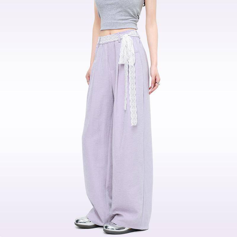 

Ice silk wide-leg pants women s summer new loose high-waisted thin drape trousers thin straight casual sweatpants XL