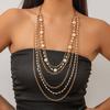 Damenhalskette, mehrlagig, Kunstperlen-Dekor, hohle Kette, verstellbare Länge, individueller Stil, Club-Party-Halsschmuck