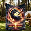 1PC Manta para Exteriores con Logo de Dragón de Mortal Kombat, Ligera de Franela, Suave y Cálida, Para Todas las Estaciones, Exteriores, Camping, Sala de Estar, Oficina, L1106024