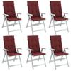 High Back Chair Cushions 6 Pcs Melange Wine Red 120x50x4 Cm Fabric