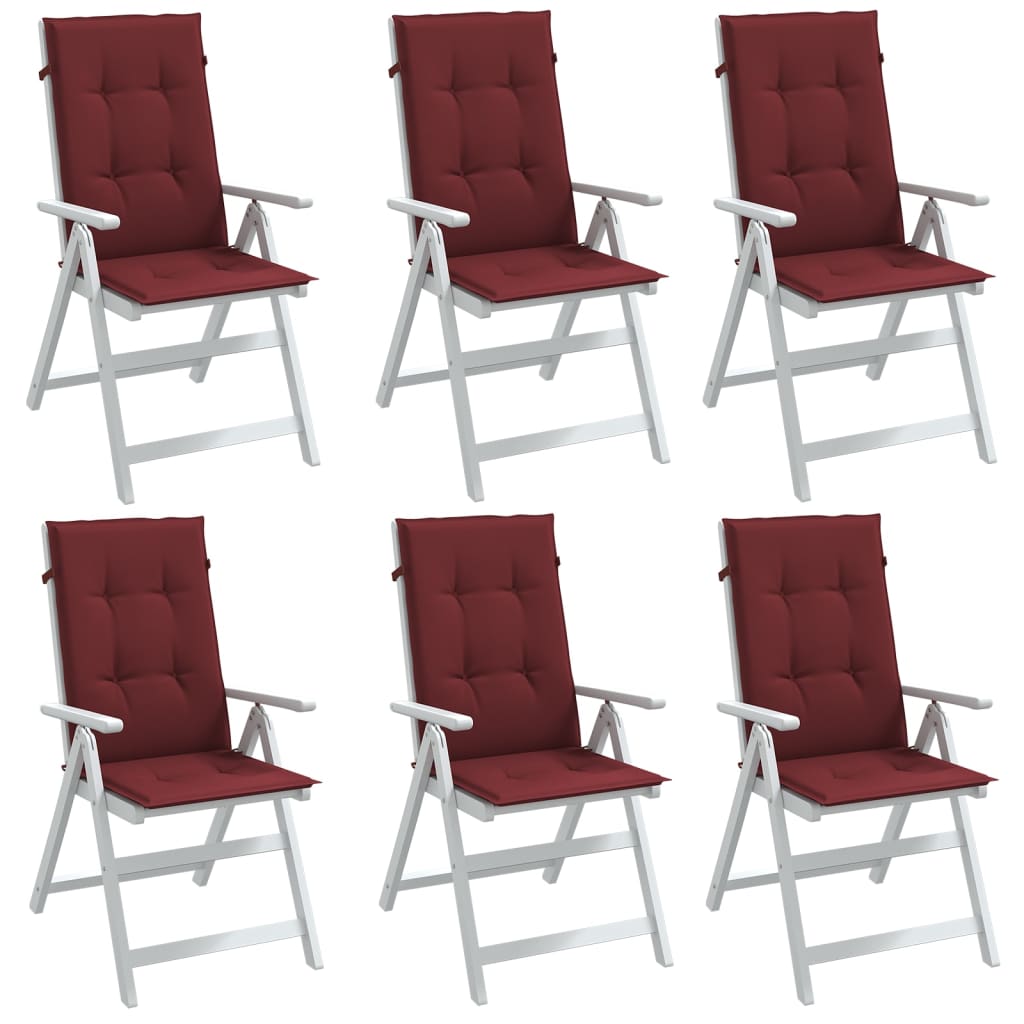 High Back Chair Cushions 6 Pcs Melange Wine Red 120x50x4 Cm Fabric